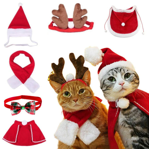 Christmas Dog Scarf Hat Santa Claus Dog Cat Costumes Hat Warm Pet Cosplay Costume Christmas Clothes Pet Clothes New Year Gift