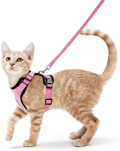 ATUBAN Cat Harness and Leash for Walking,Escape Proof Soft Adjustable Vest Harnesses for Cats,Easy Control Breathable Reflective