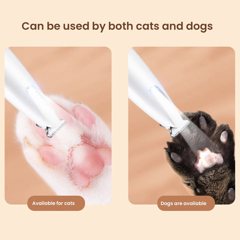 Rechargeable Pet Paw Trimmer with LED Light, Fully Waterproof Dogs Cats Hair Trimmer, Dog Clippers for Grooming