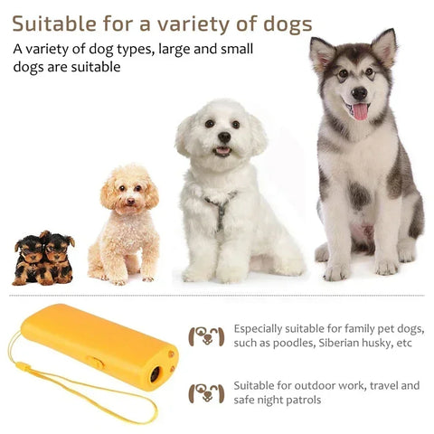 LED 3 in 1 Pet Dog Repeller Anti Barking Stop Bark Training Device Trainer Ultrasonic Anti Barking Ultrasonic Without Battery