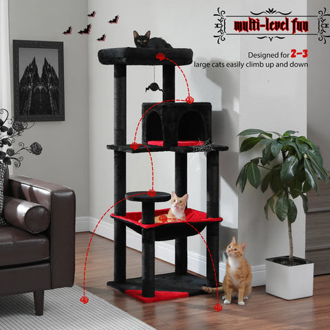 Multi-Level Cat Tree with Scratching Post Luxury Cat Tower with Condo House Cat Scratcher for Indoor Cat Accessories Pet Cat Toy