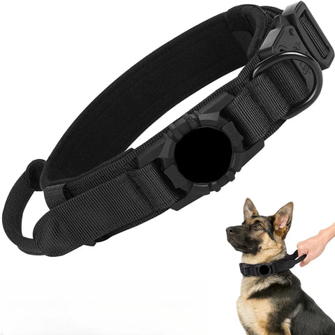 Adjustable Nylon AirTag Holder Dog Collar  Metal Buckle Pet Tactical Collar Dog Accessories Anti Last and Pet Dogs Tracing Safe