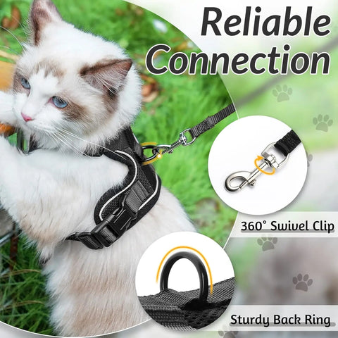 ATUBAN Cat Harness and Leash for Walking,Escape Proof Soft Adjustable Vest Harnesses for Cats,Easy Control Breathable Reflective