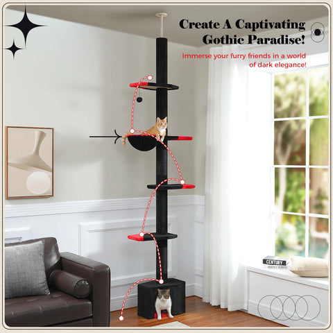 Adjustable 239-275cm Height Cactus Cat Tree Scratching Post Cat Scratcher Tall Cat Climbing Tree Kittens Jumping Frames Cat Toy