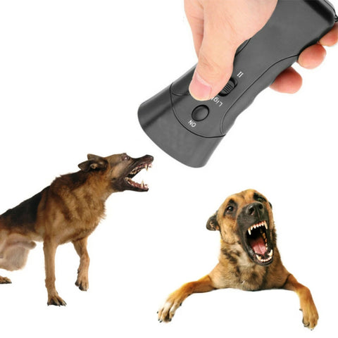 Pet Dog Repeller Anti Barking Stop Electric Shocker LED Ultrasonic Dogs Adapter Training Behavior Aids Without Battery Black