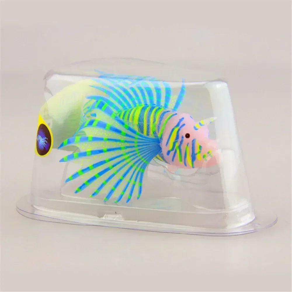 Aquarium Artificial Luminous Lionfish Fish Tank Landscape Silicone Fake Fish Floating Glow In Dark Ornament Home Decoration