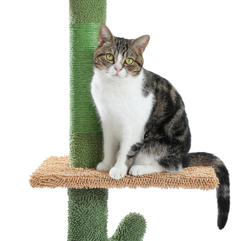 Adjustable 239-275cm Height Cactus Cat Tree Scratching Post Cat Scratcher Tall Cat Climbing Tree Kittens Jumping Frames Cat Toy