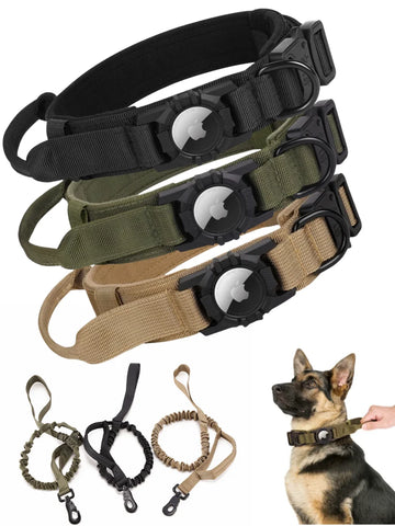 Adjustable Nylon AirTag Holder Dog Collar  Metal Buckle Pet Tactical Collar Dog Accessories Anti Last and Pet Dogs Tracing Safe