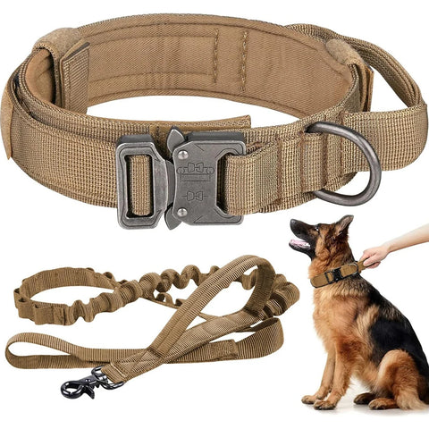 Dog Collar Durable Tactical Leash Set Adjustable Pet Collar Leash Medium Large Dog German Shepherd Training Accessories