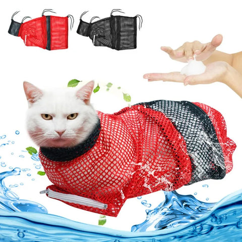 Cat Bathing Grooming Shower Bag Adjustable Cat Restraint Bag Anti Scratching For Bathing Nail Trimming Ears Clean Cat Supplies