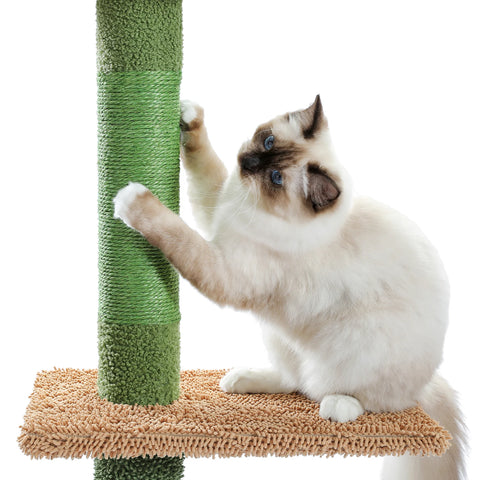 Adjustable 239-275cm Height Cactus Cat Tree Scratching Post Cat Scratcher Tall Cat Climbing Tree Kittens Jumping Frames Cat Toy