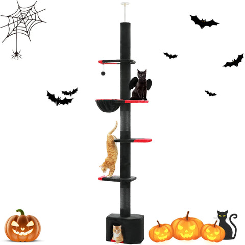 Adjustable 239-275cm Height Cactus Cat Tree Scratching Post Cat Scratcher Tall Cat Climbing Tree Kittens Jumping Frames Cat Toy