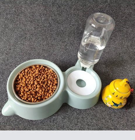 New 2-in-1 Cat Bowl Water Dispenser Automatic Water Storage Pet Dog Cat Food Bowl Food Container with Waterer Pet Waterer Feeder