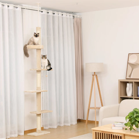 Domestic Delivery Height 238-274cm Cat Tree Condo Scratching Post Floor to Ceiling Adjustable Cat Scratcher Protecting Furniture