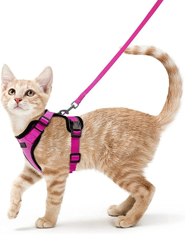 ATUBAN Cat Harness and Leash for Walking,Escape Proof Soft Adjustable Vest Harnesses for Cats,Easy Control Breathable Reflective