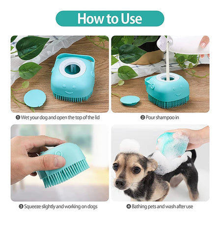 Silicone Dog Bath Massage Gloves Brush Pet Cat Bathroom Cleaning Tool Comb Brush for Dog Can Pour Shampoo Dog Grooming Supplies