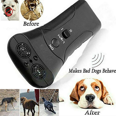 Pet Dog Repeller Anti Barking Stop Electric Shocker  LED Ultrasonic Dogs Adapter Training Behavior Aids Without Battery with