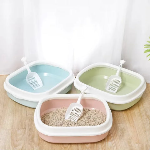 Cat Litter Box Portable Bedpan Removable Pet Cleaning Products Semi-enclosed Box with Shovel Cat Litter Box Cat Supplies