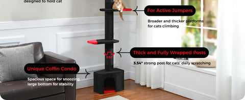 Adjustable 239-275cm Height Cactus Cat Tree Scratching Post Cat Scratcher Tall Cat Climbing Tree Kittens Jumping Frames Cat Toy