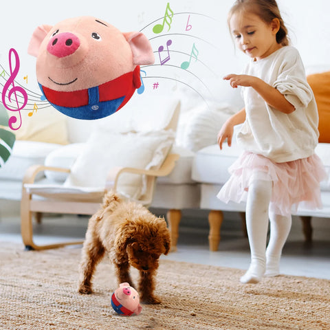 Electronic Pet Dog Toys Music Vibration Bouncing Ball Bite Puppy Ball Active Moving Pet Plush Sing Dog Chewing Dog Accessories