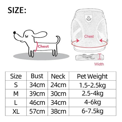 Cat Harness Vest Walking Lead Leash for Puppy Dogs Collar Adjustable Mesh Dog Harness for Small Medium Dogs Kitten Accessories