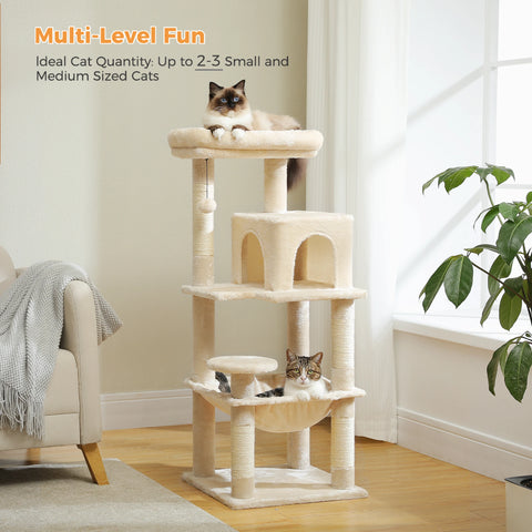 Multi-Level Cat Tree with Scratching Post Luxury Cat Tower with Condo House Cat Scratcher for Indoor Cat Accessories Pet Cat Toy