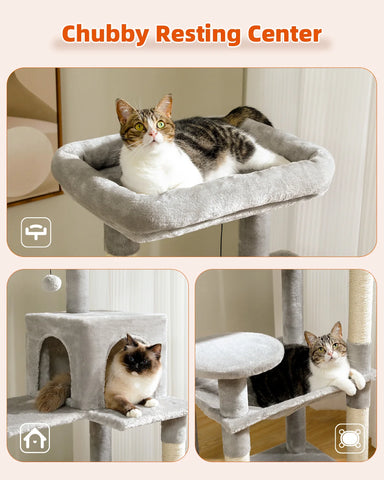 Multi-Level Cat Tree with Scratching Post Luxury Cat Tower with Condo House Cat Scratcher for Indoor Cat Accessories Pet Cat Toy