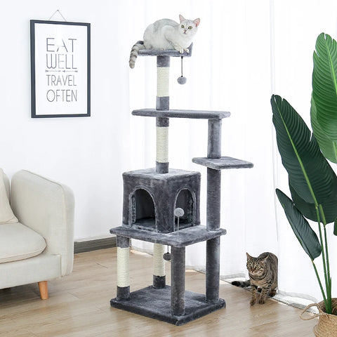 Cat Scratcher Tower Home Furniture Cat Tree Pets Hammock Sisal Cat Scratching Post Climbing Frame Toy Spacious Perch